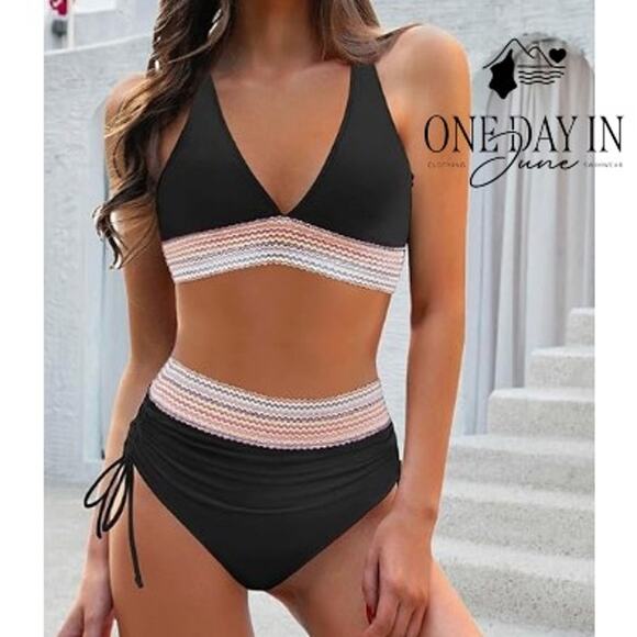 Blooming Jelly V Front High Waist Bikini Swimsuit Size M - Picture 1 of 6